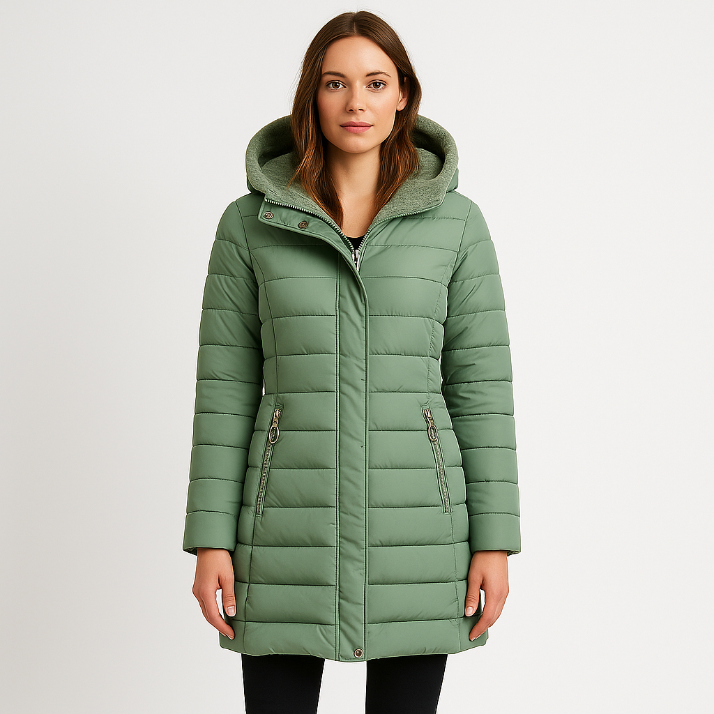 Valerios Fashion piumino donna lungo con cappuccio κουκούλα