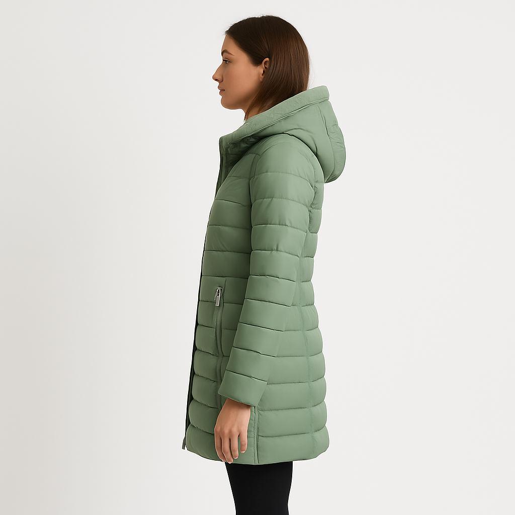 Valerios Fashion piumino donna lungo con cappuccio κουκούλα