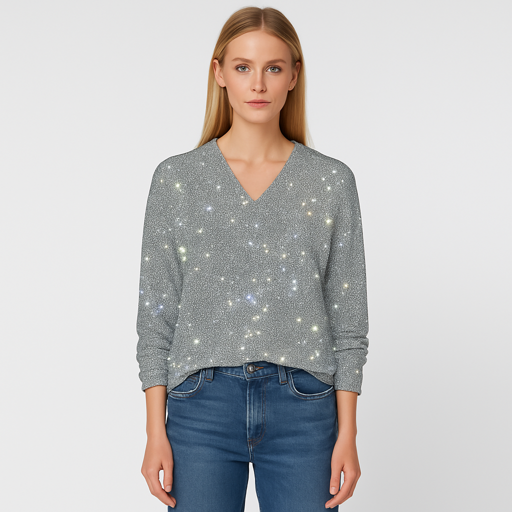 Valerios Moda camiseta mujer brillante mangas largas