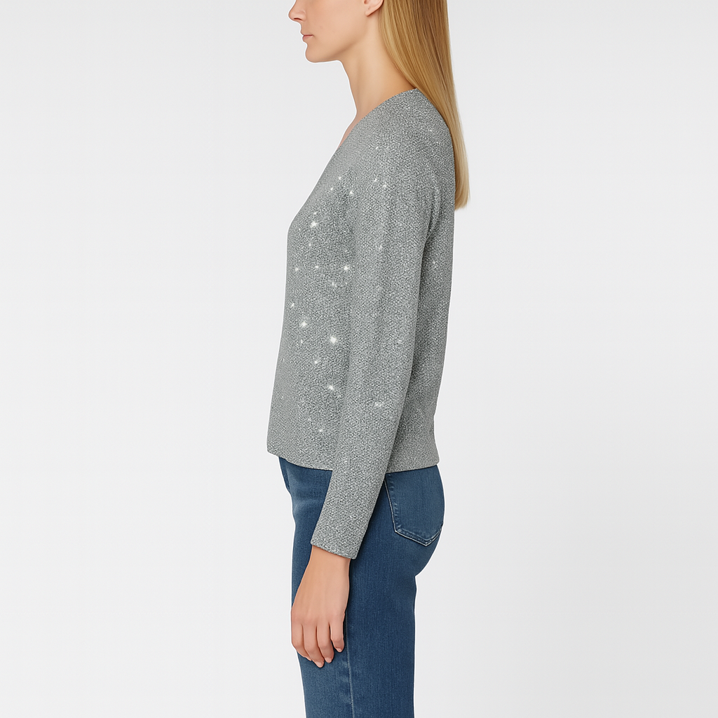 Valerios Moda camiseta mujer brillante mangas largas