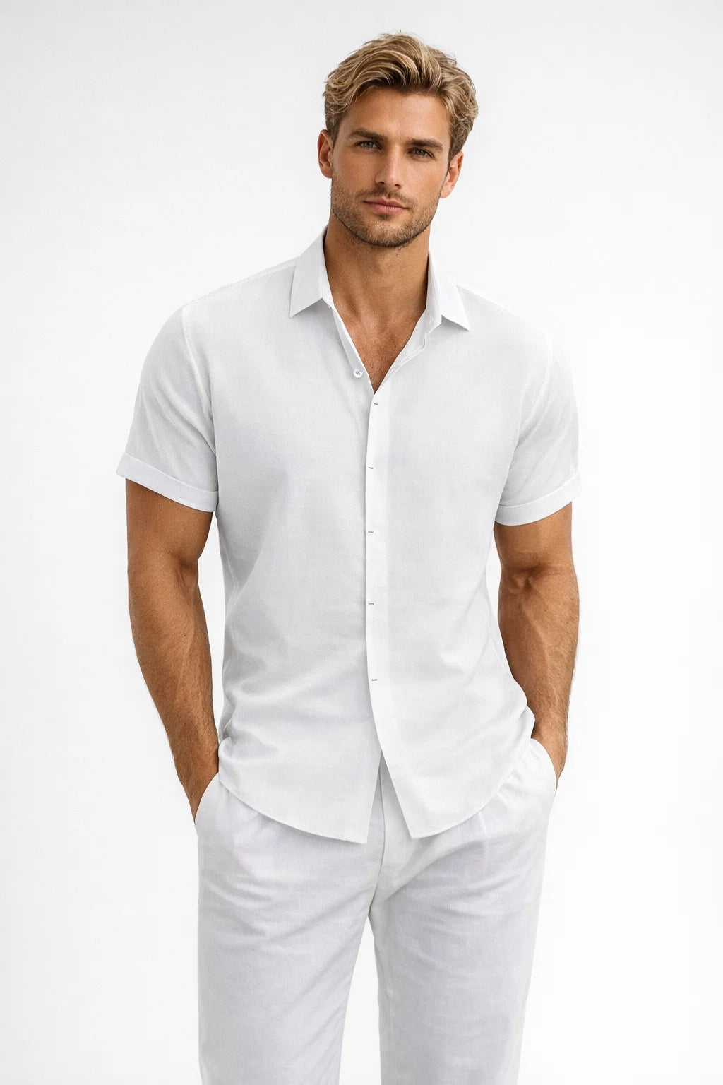 Camicia Uomo - Maniche Corte Collo Classico Vestibilità Relax | Estate