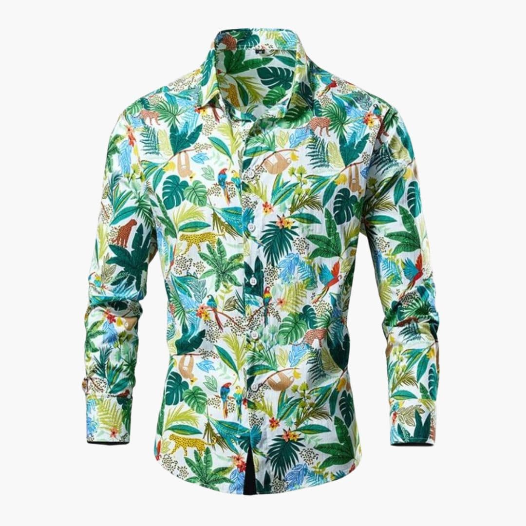 Cămașă pentru bărbați cu mâneci lungi și model floral