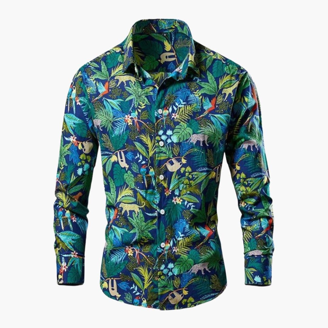 Cămașă pentru bărbați cu mâneci lungi și model floral