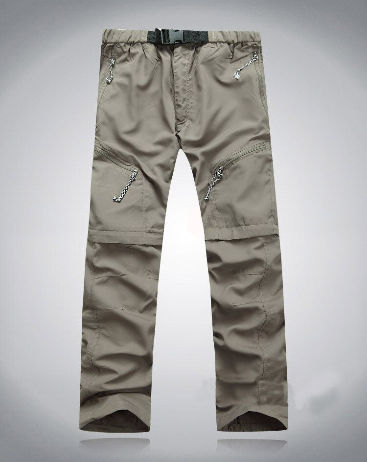 Convertible Men's Pants with Elastic Waist and Zippers
