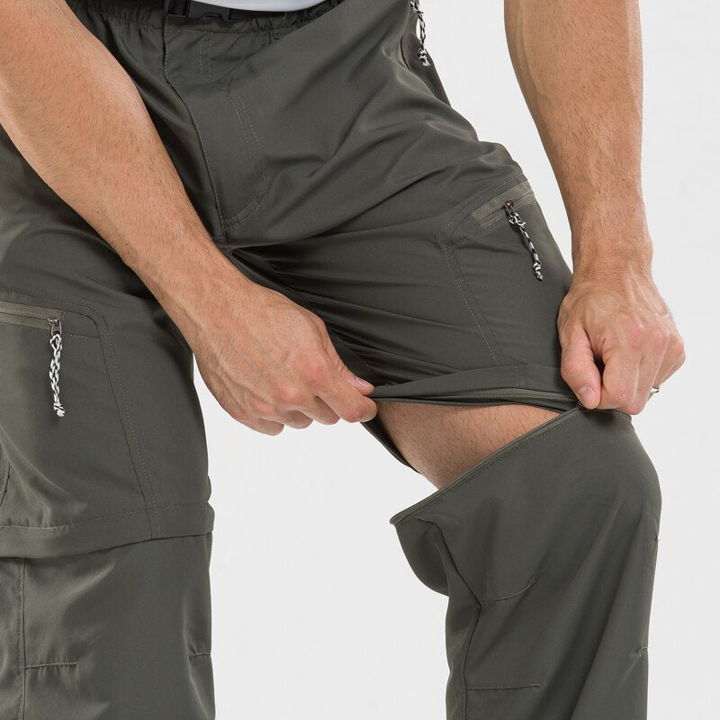 Convertible Men's Pants with Elastic Waist and Zippers