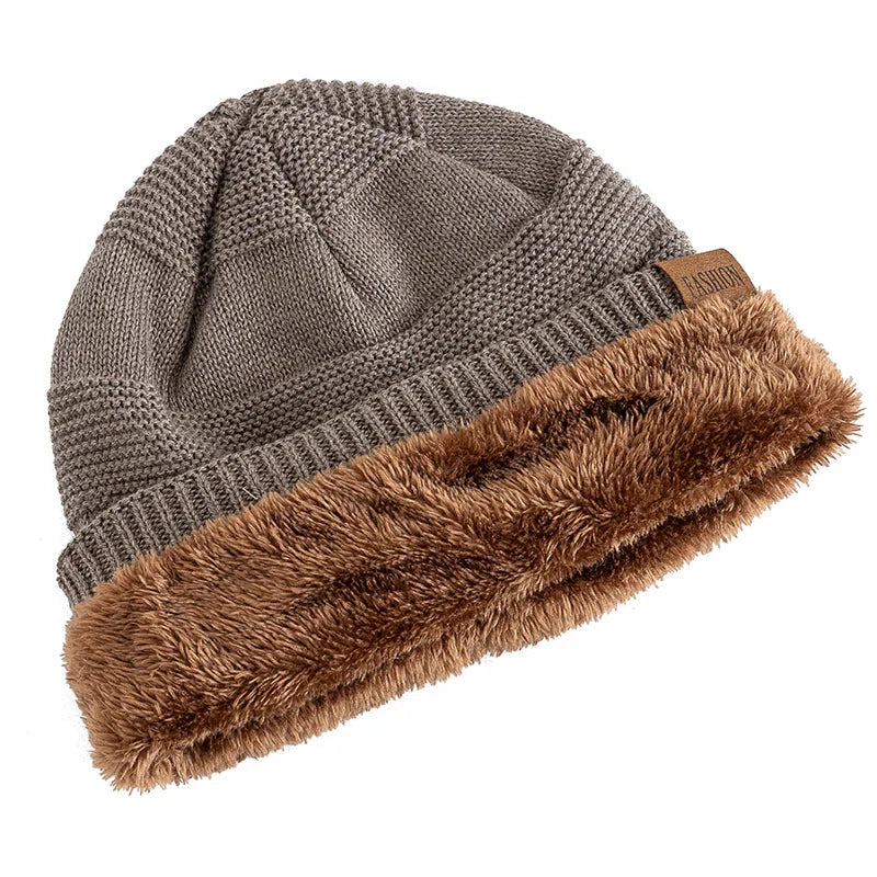 Gorro de invierno tejido con interior de piel sintética unisex