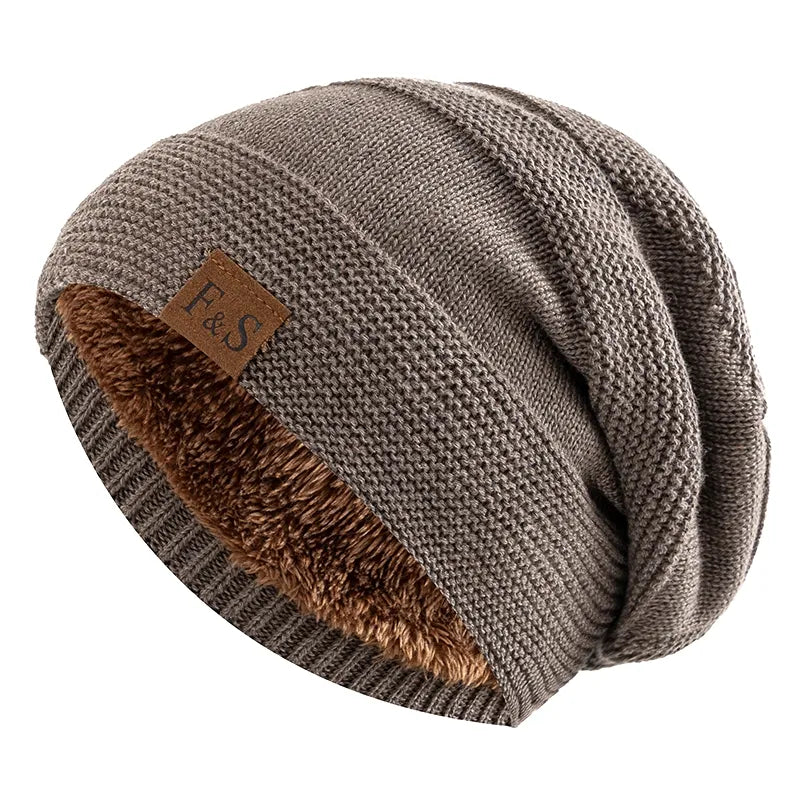 Gorro de invierno tejido con interior de piel sintética unisex