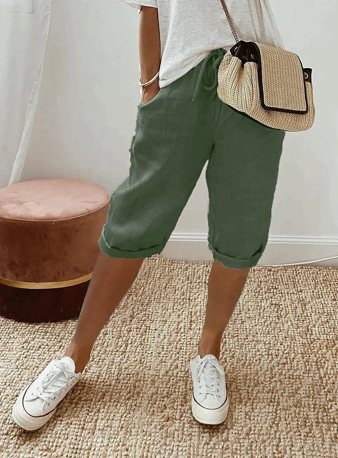 Pantaloni Capri pentru femei din poliester