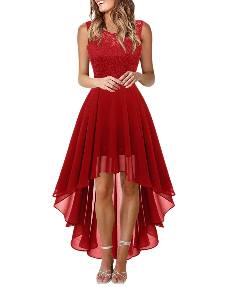 Dlouhé dámské šaty bez rukávů z krajky s kulatým výstřihem Boho chic elegantní