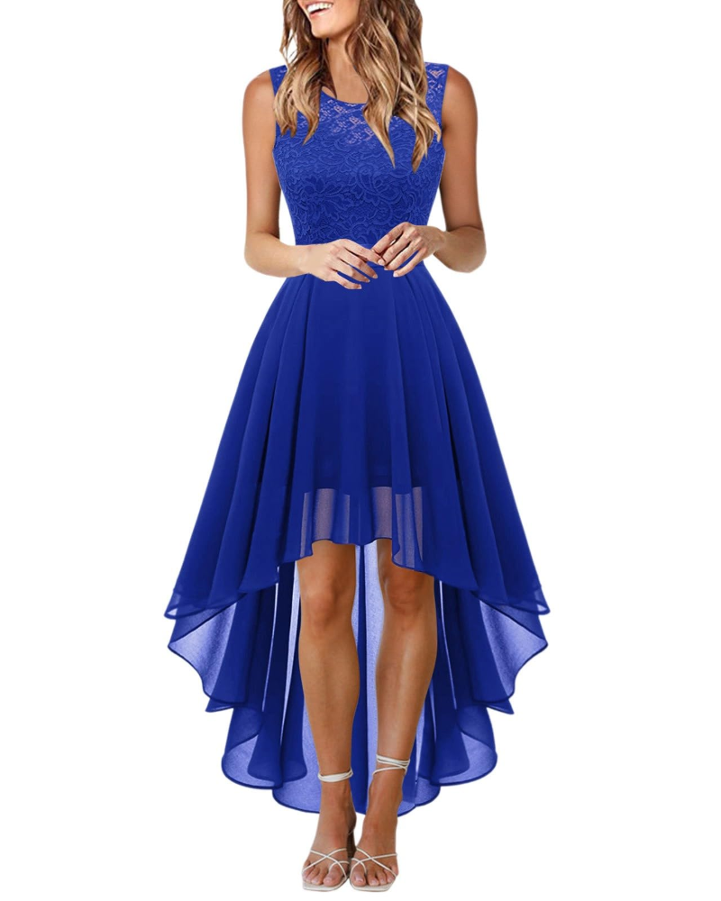 Dlouhé dámské šaty bez rukávů z krajky s kulatým výstřihem Boho chic elegantní