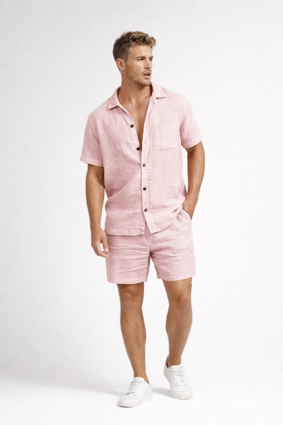 Completo Uomo - Camicia e Shorts Coordinati Collo Cubano | Estate