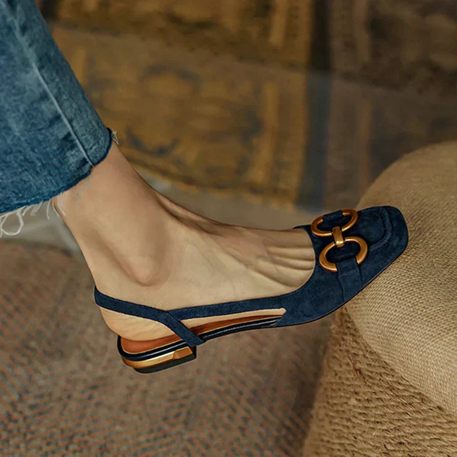 Women's Closed-Toe Ballerina Slingback with Bow