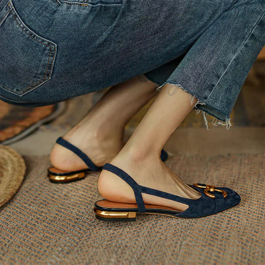 Women's Closed-Toe Ballerina Slingback with Bow