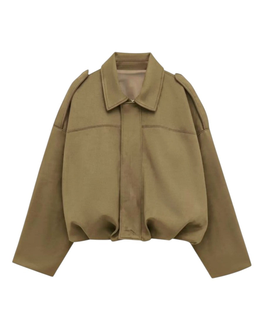 Giacca Corta da Donna Effetto Camoscio con Colletto