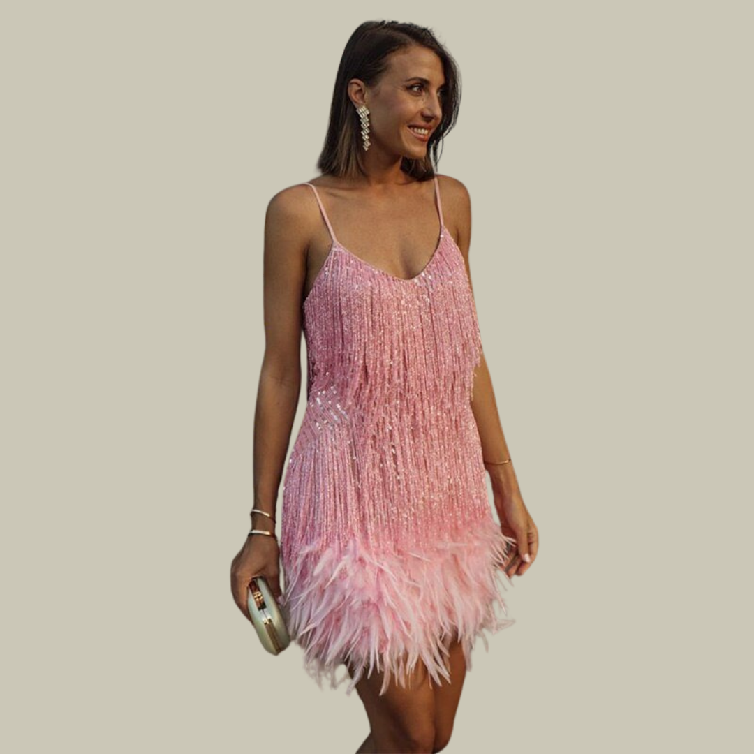 Dámské šaty s třásněmi Elegantní – Krátké koktejlové a společenské šaty
