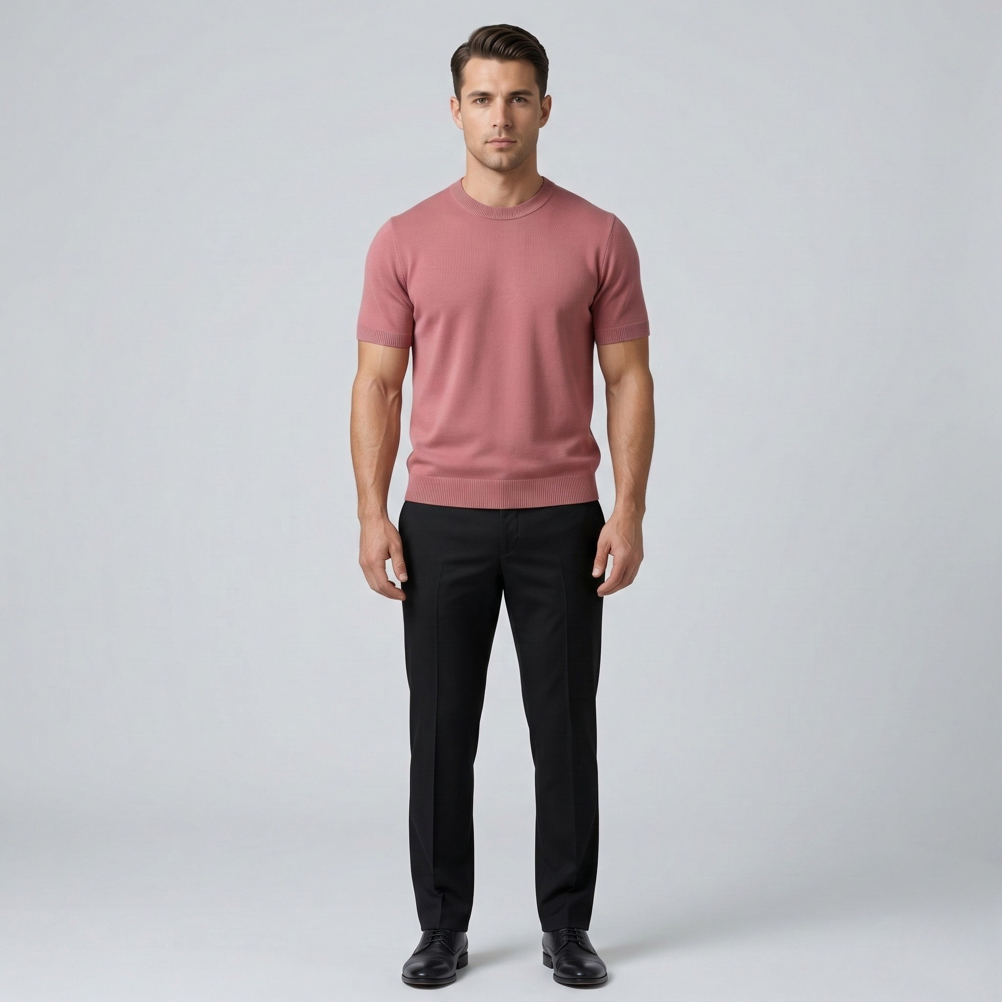 Maglia uomo in cotone maniche corte girocollo maglione leggero casual vestibilità slim