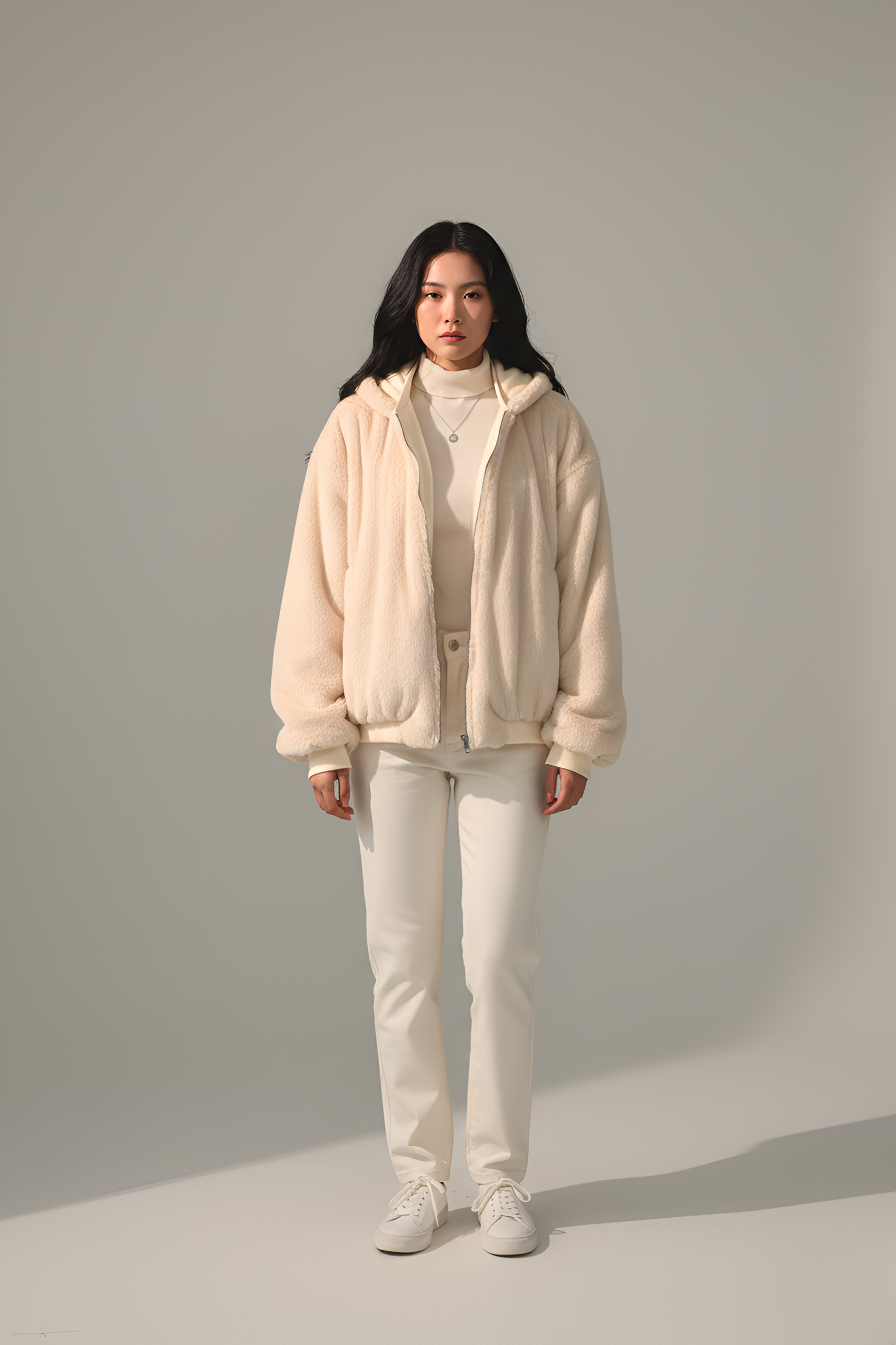 Valerios Fashion Casaco Mulher em Pelo Sintético com Fecho de Eclair Ajuste Solto