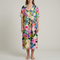 Vestito lungo donna floreale in cotone con scollo a V manica corta