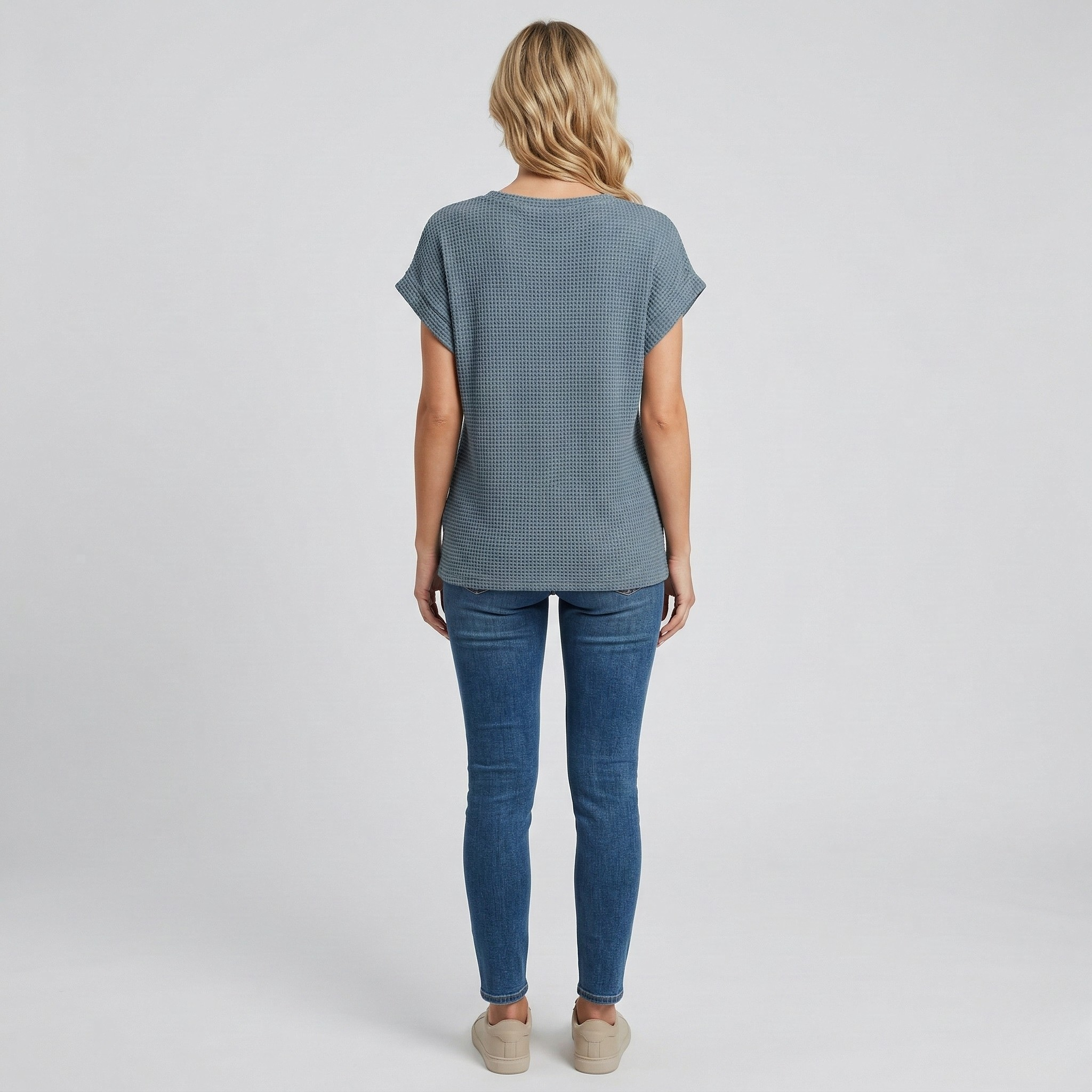 Tricou damă din bumbac cu mâneci scurte și guler rotund, tricou casual de vară pentru femei