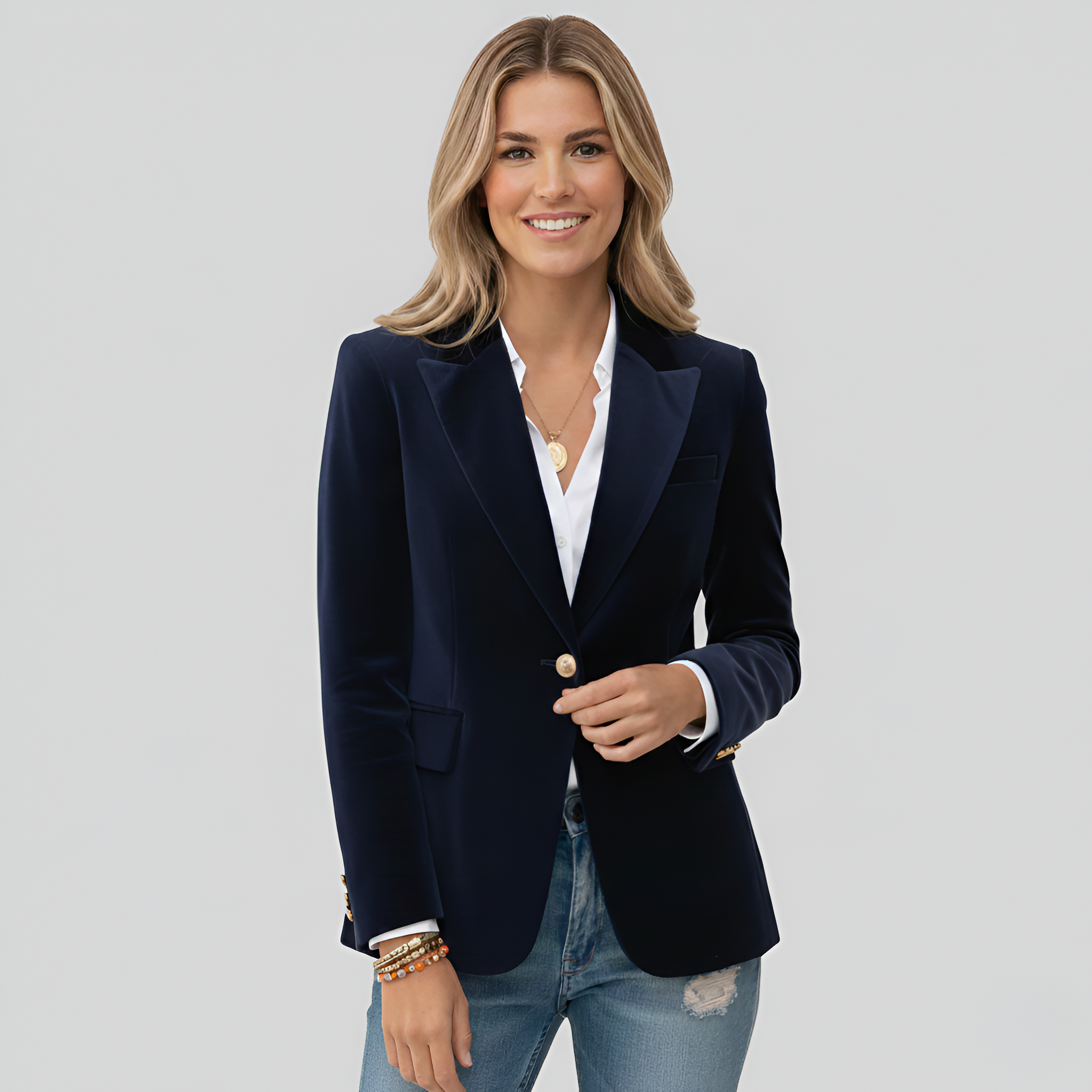 Blazer de mode Valerios pour femme élégant en velours à un bouton