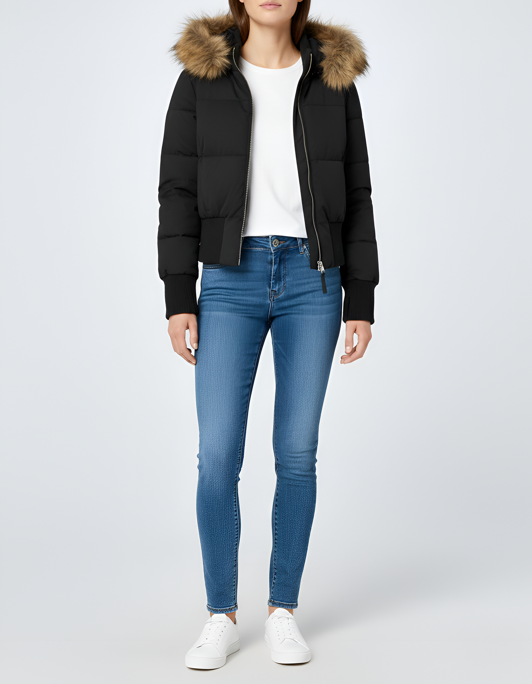 Valerios Fashion plumífero para mujer acolchado con capucha y borde de piel sintética