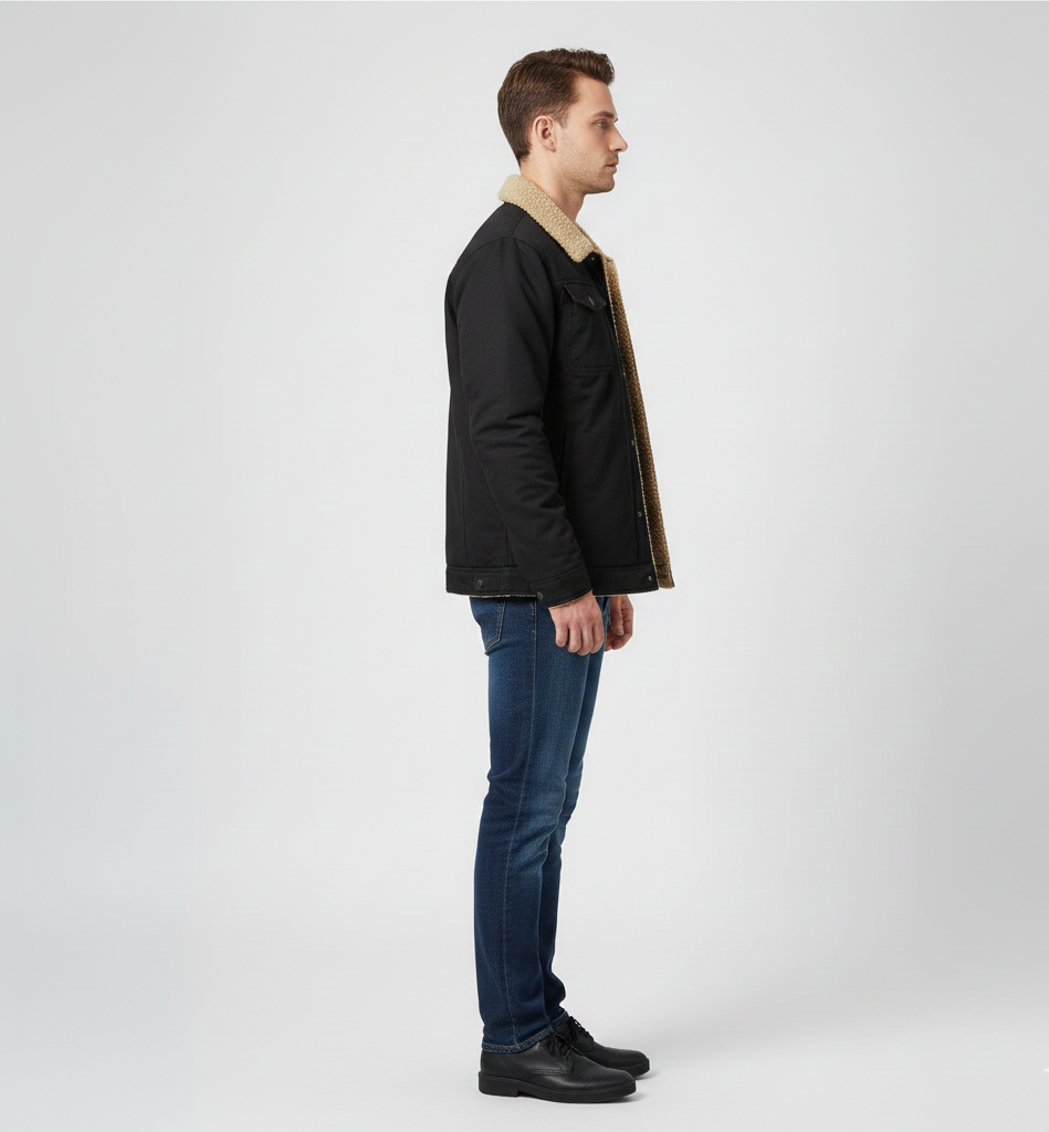 Valerios Fashion giacca uomo invernale imbottita con colletto teddy casual