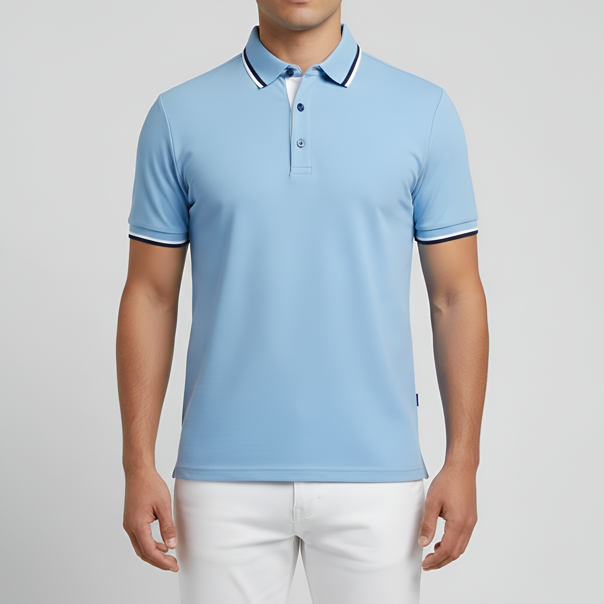 Polo Uomo in Cotone Manica Corta con Colletto e Taschino Slim Fit