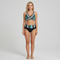 Bikini Donna Vita Alta Incrociato Costume da Bagno Due Pezzi Stampato