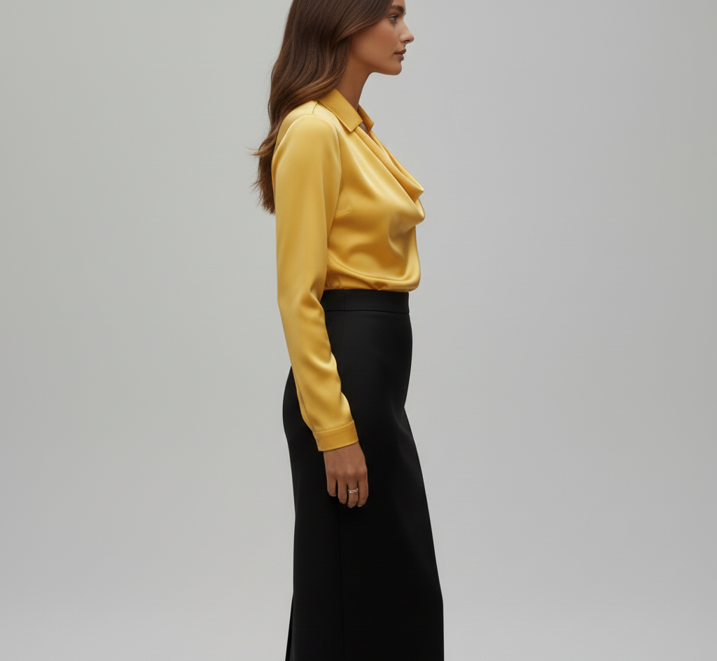 Valerios Fashion camicetta donna satin elegante collo morbido