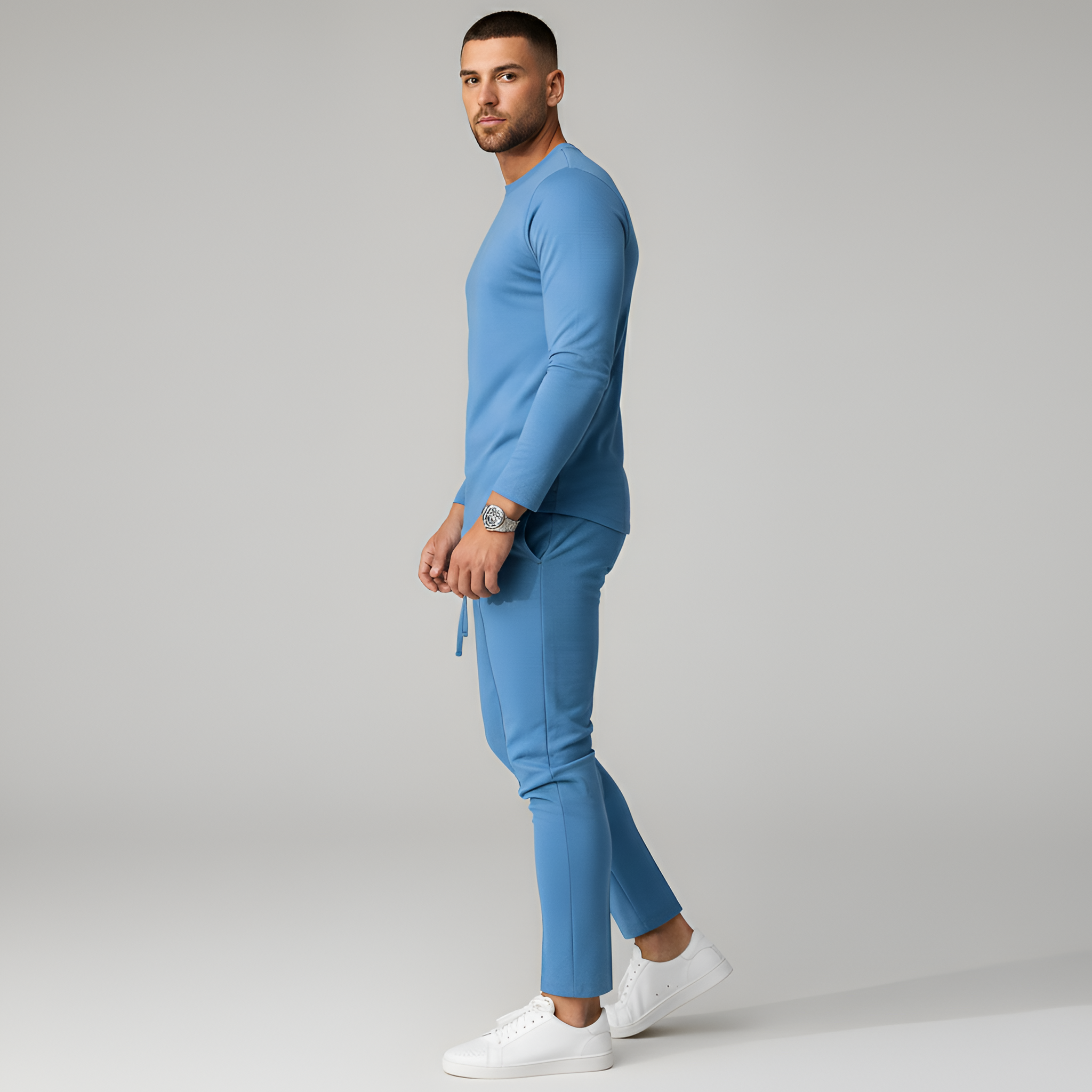 Tuta uomo sportiva con maglia maniche lunghe e pantaloni jogger