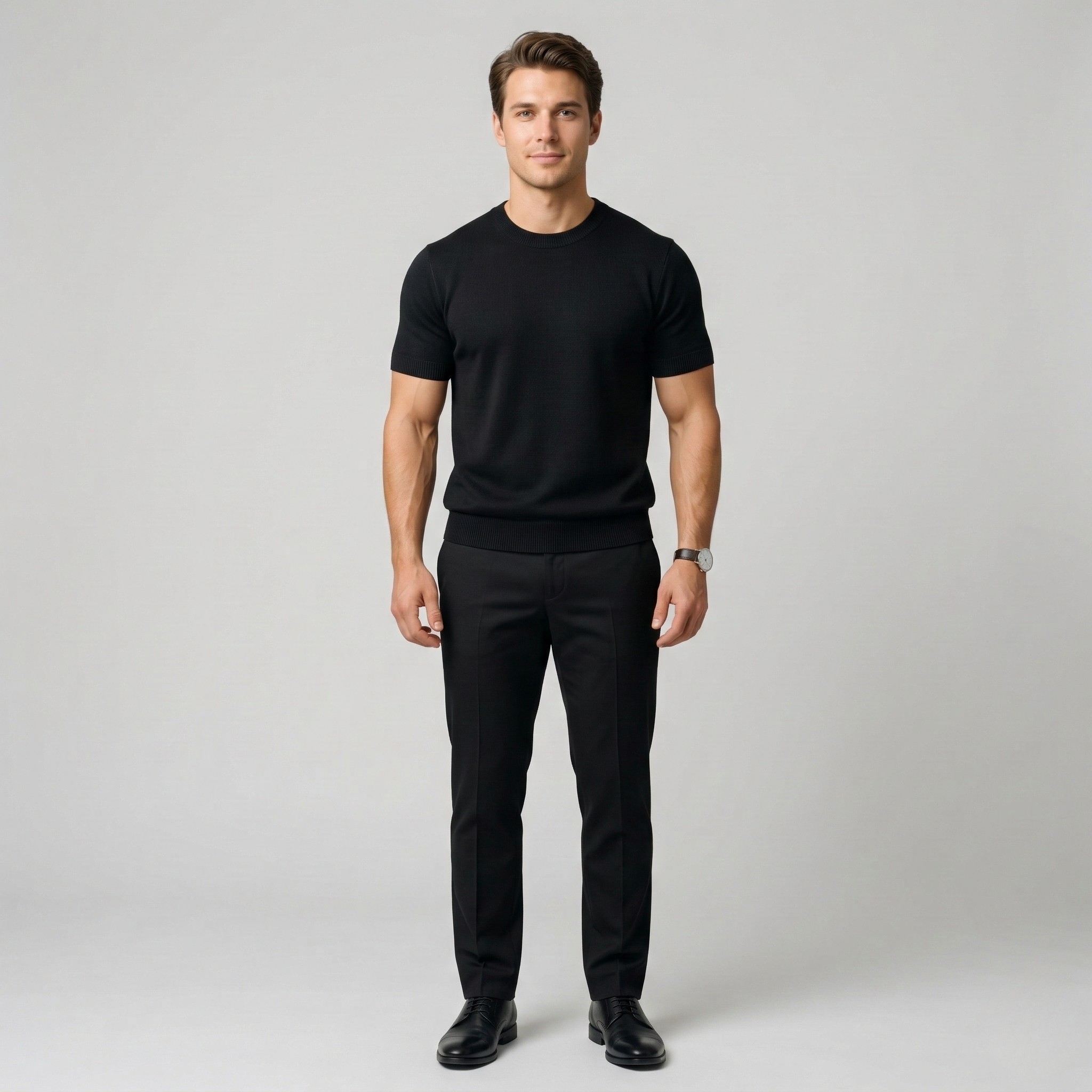 Maglia uomo in cotone maniche corte girocollo maglione leggero casual vestibilità slim