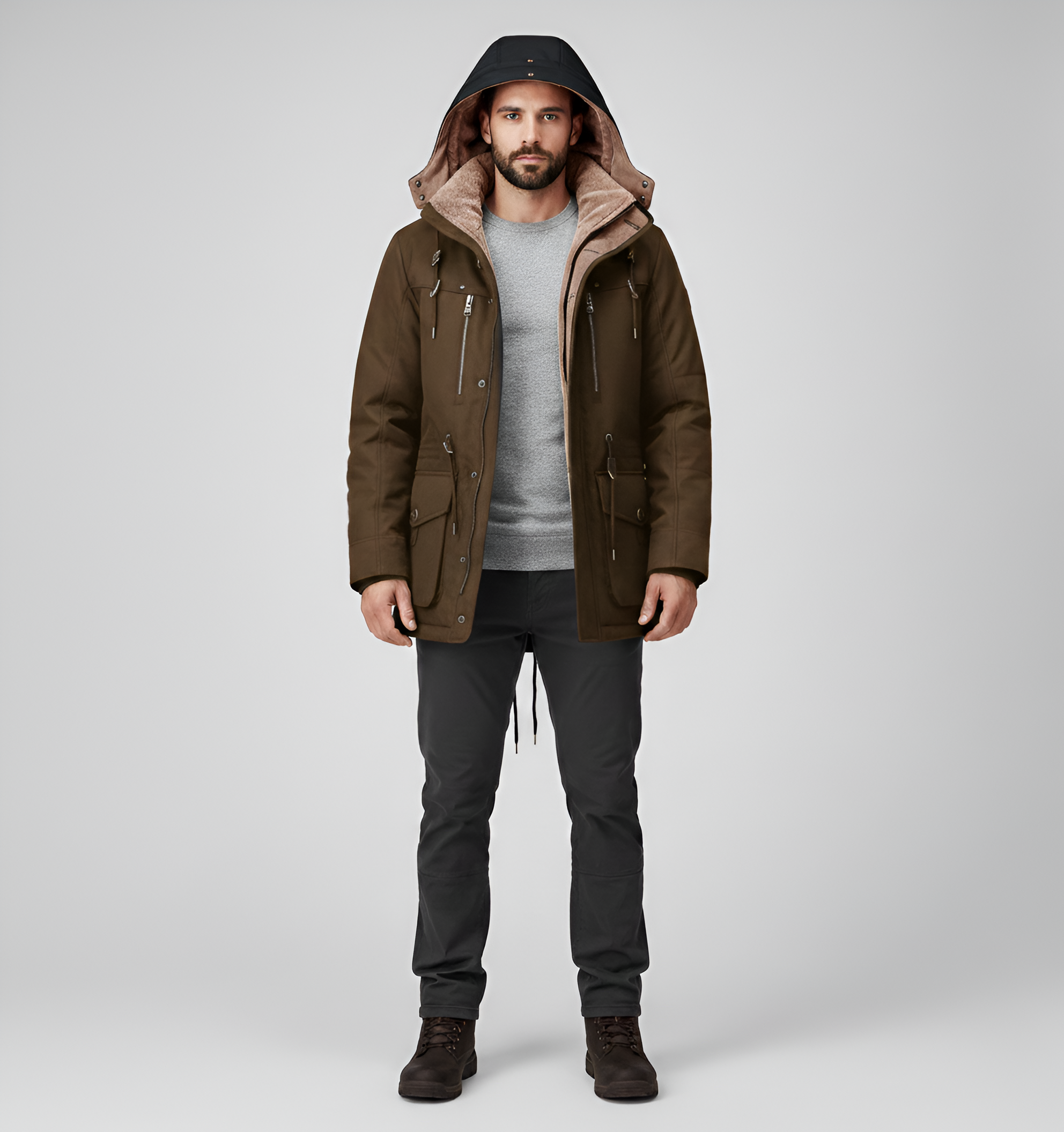 Valerios Fashion Parka Invernale Uomo Imbottito con Cappuccio e Zip