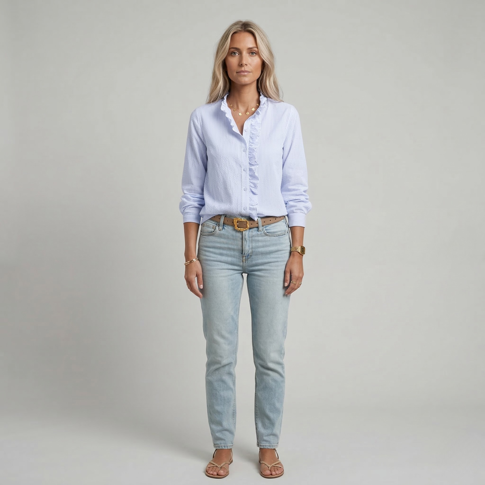 Harper | Damska bluzka z falbanami i guzikami