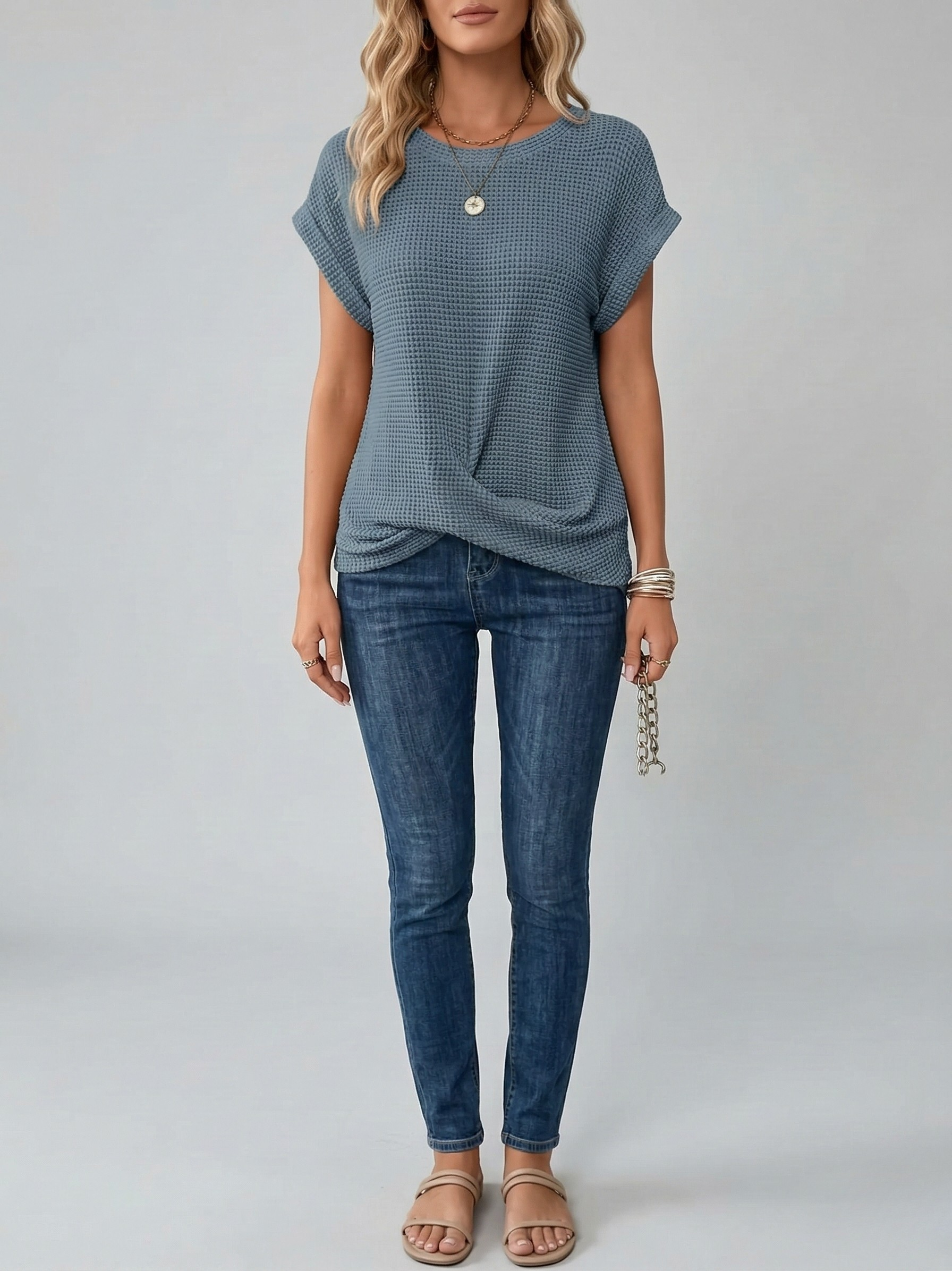 T-shirt de mulher em algodão, mangas curtas, gola redonda, casual, verão, mulher