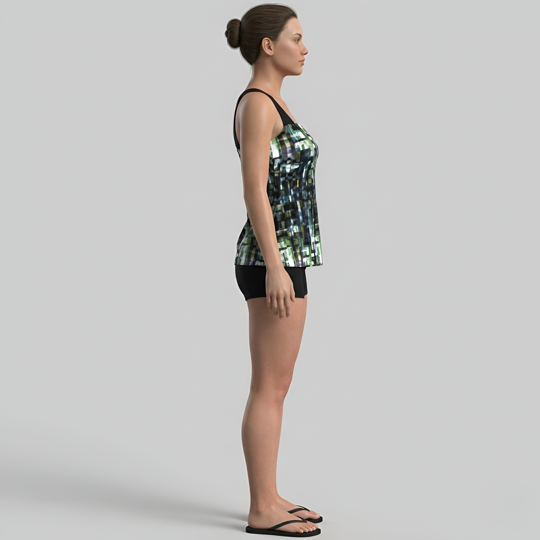 Fato de banho feminino tankini com calções, conjunto de praia elástico e desportivo