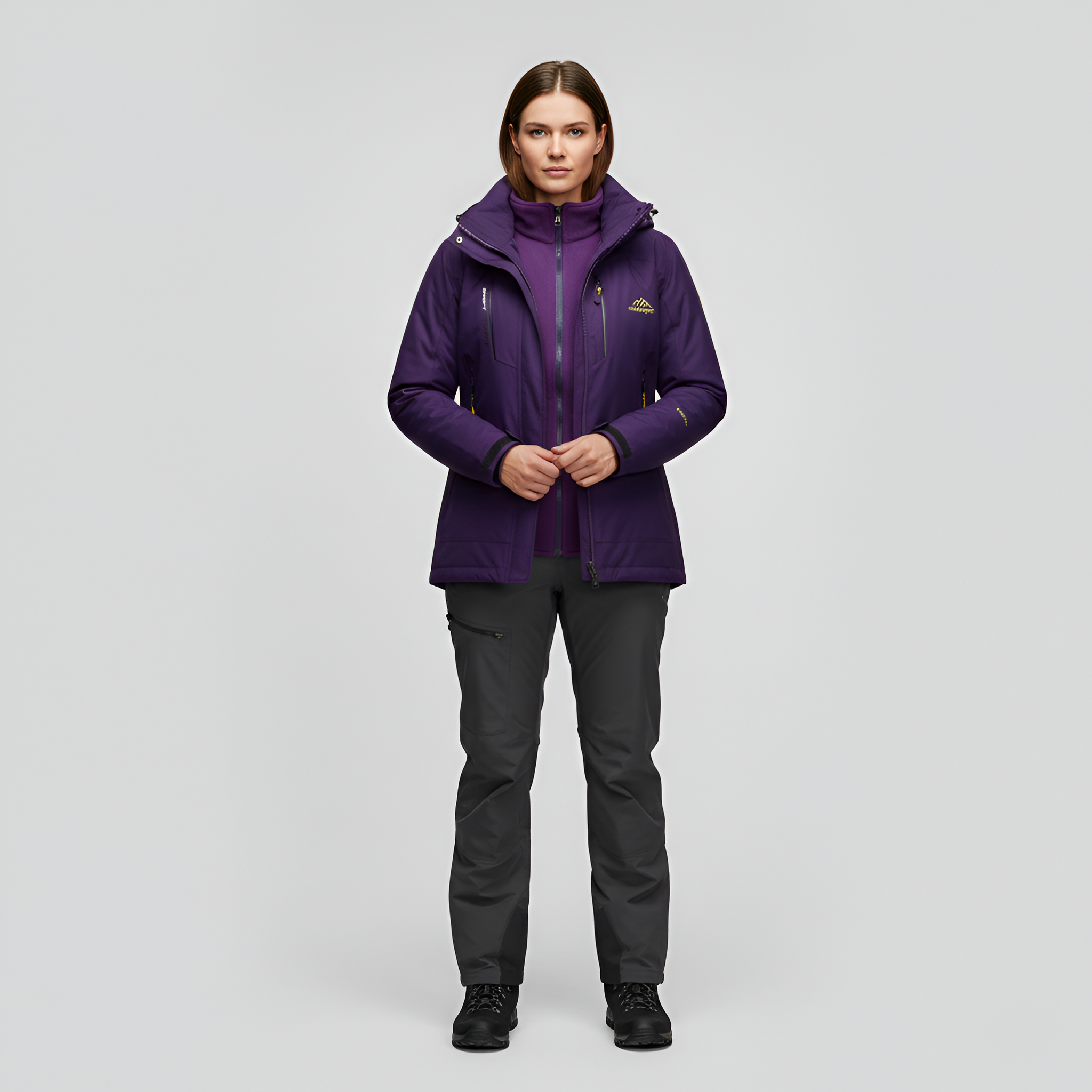 Chaqueta de esquí para mujer impermeable con capucha y relleno técnico