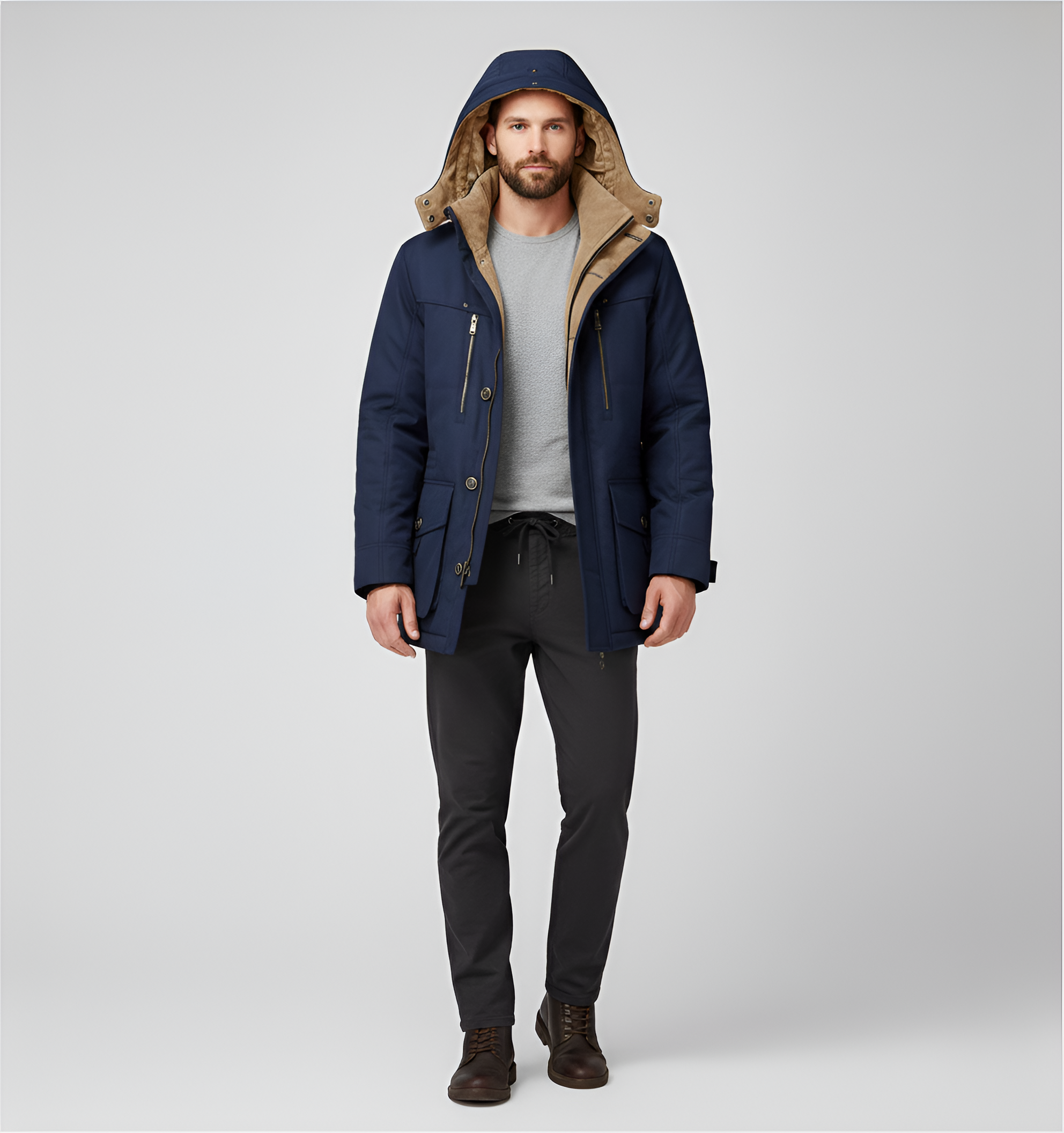 Valerios Fashion Parka Invernale Uomo Imbottito con Cappuccio e Zip