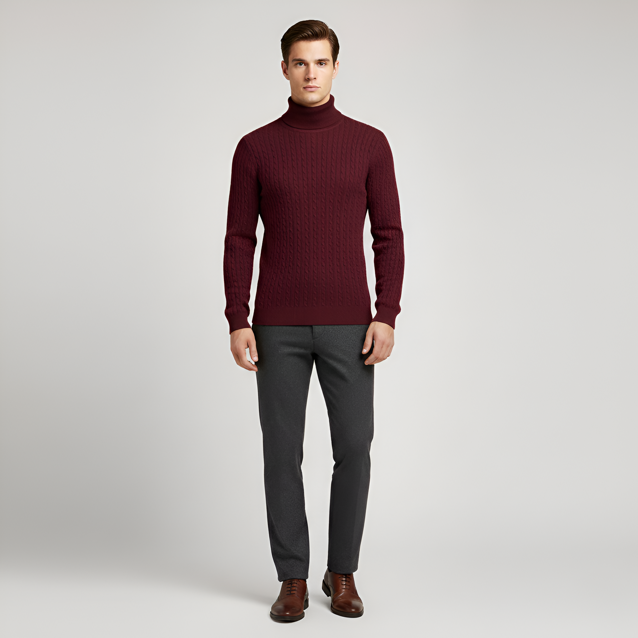 Valerios Fashion Pánsky rolákový sveter z rebrovanej pleteniny