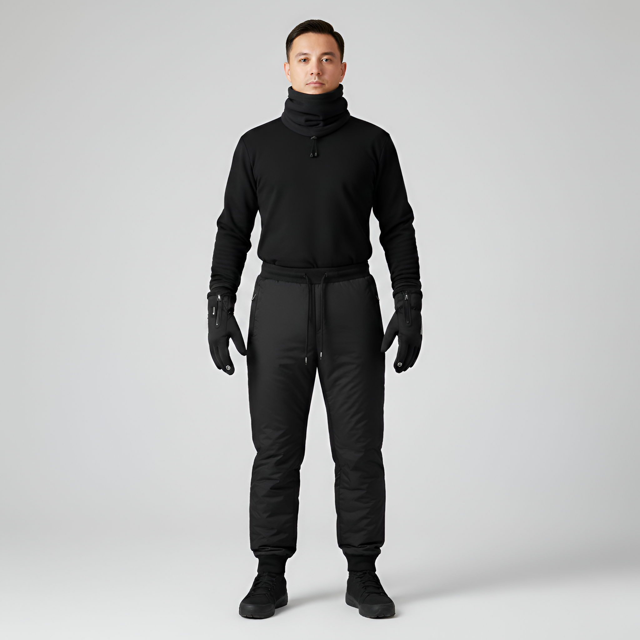 Conjunto invernal unisex pantalones térmicos con guantes y braga para el cuello para actividades al aire libre