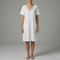 Robe d'été en coton pour femme avec col en V, poches et manches courtes