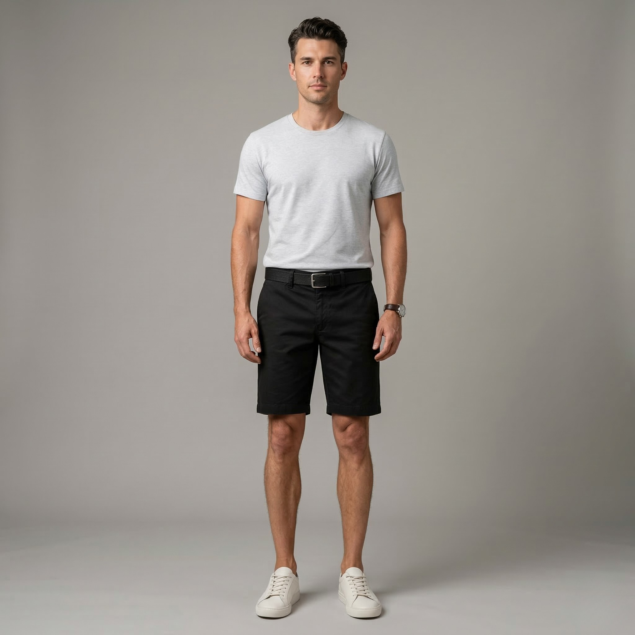 Męskie krótkie chinosy bawełniane na lato z kieszeniami, casualowe