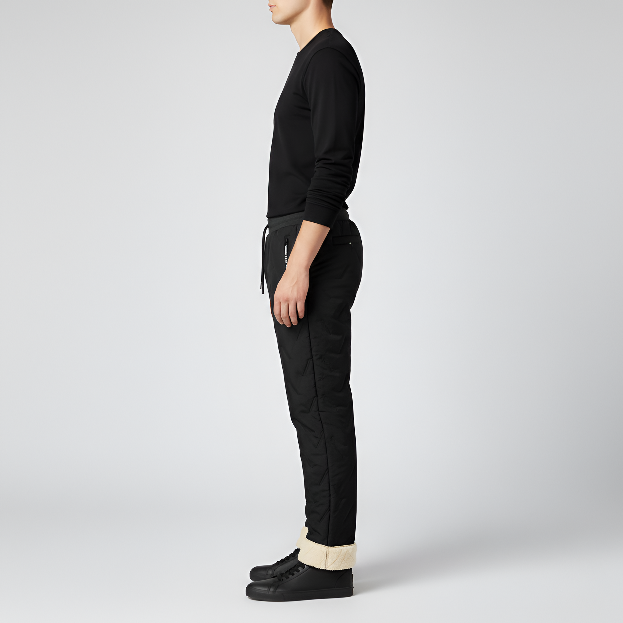 Pantalones de chándal para hombre acolchados con forro polar interior y cintura elástica