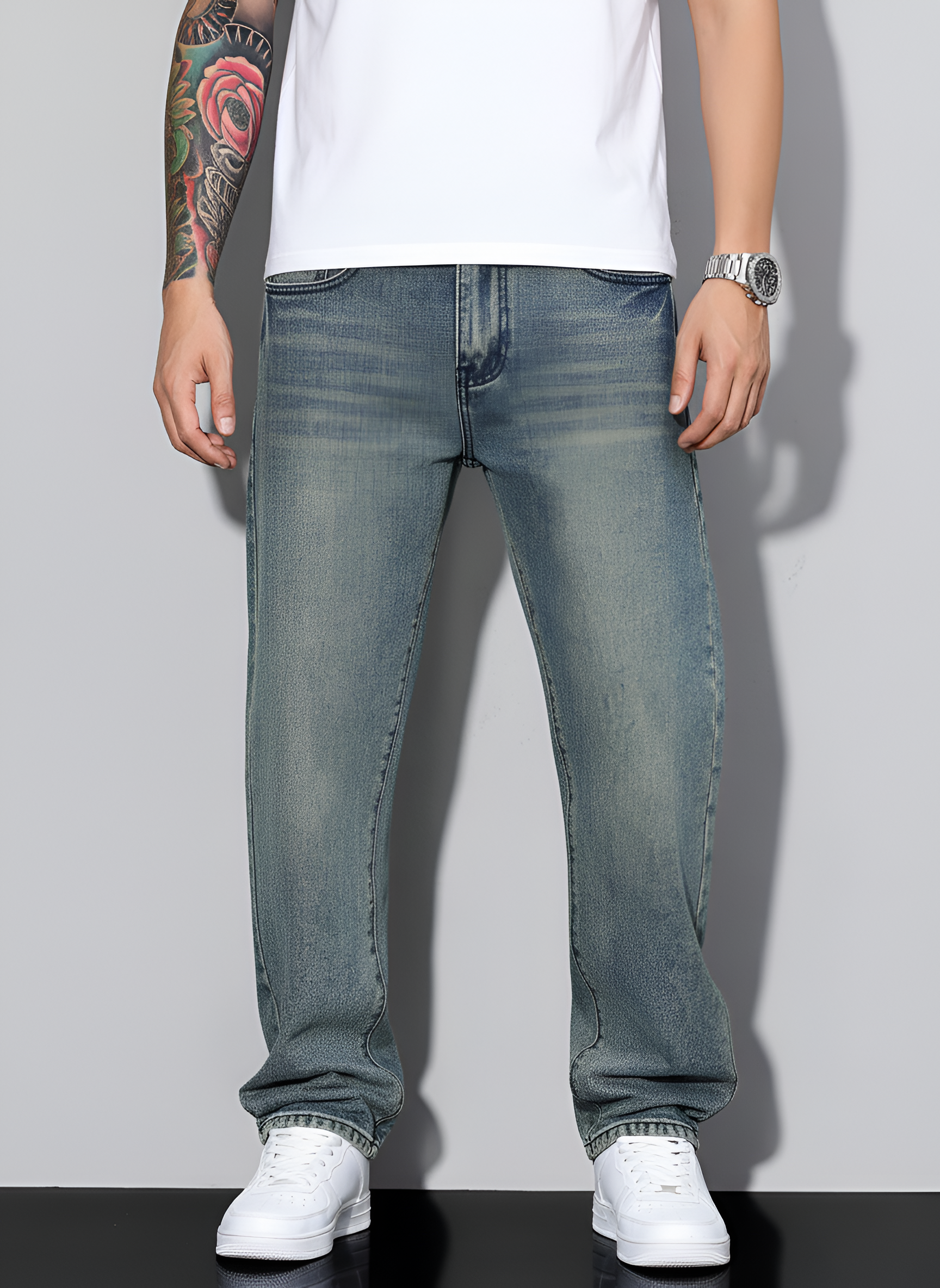 Valerios Fashion jeans uomo casual in denim di cotone vestibilità regolare