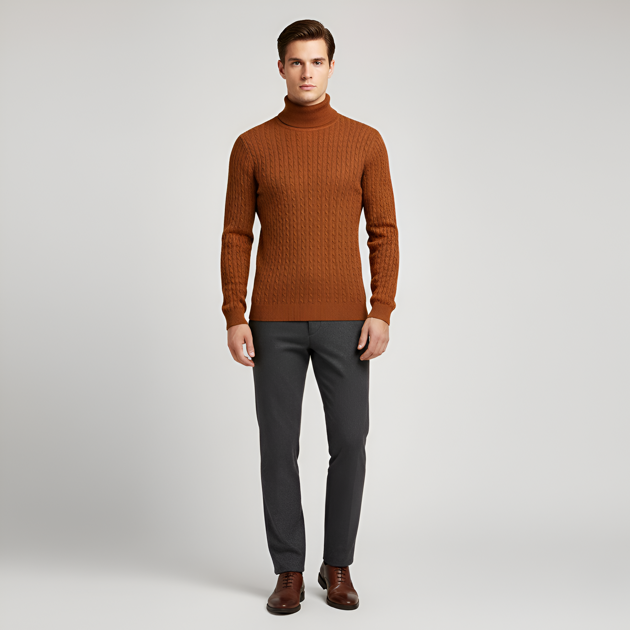 Valerios Fashion Pánsky rolákový sveter z rebrovanej pleteniny