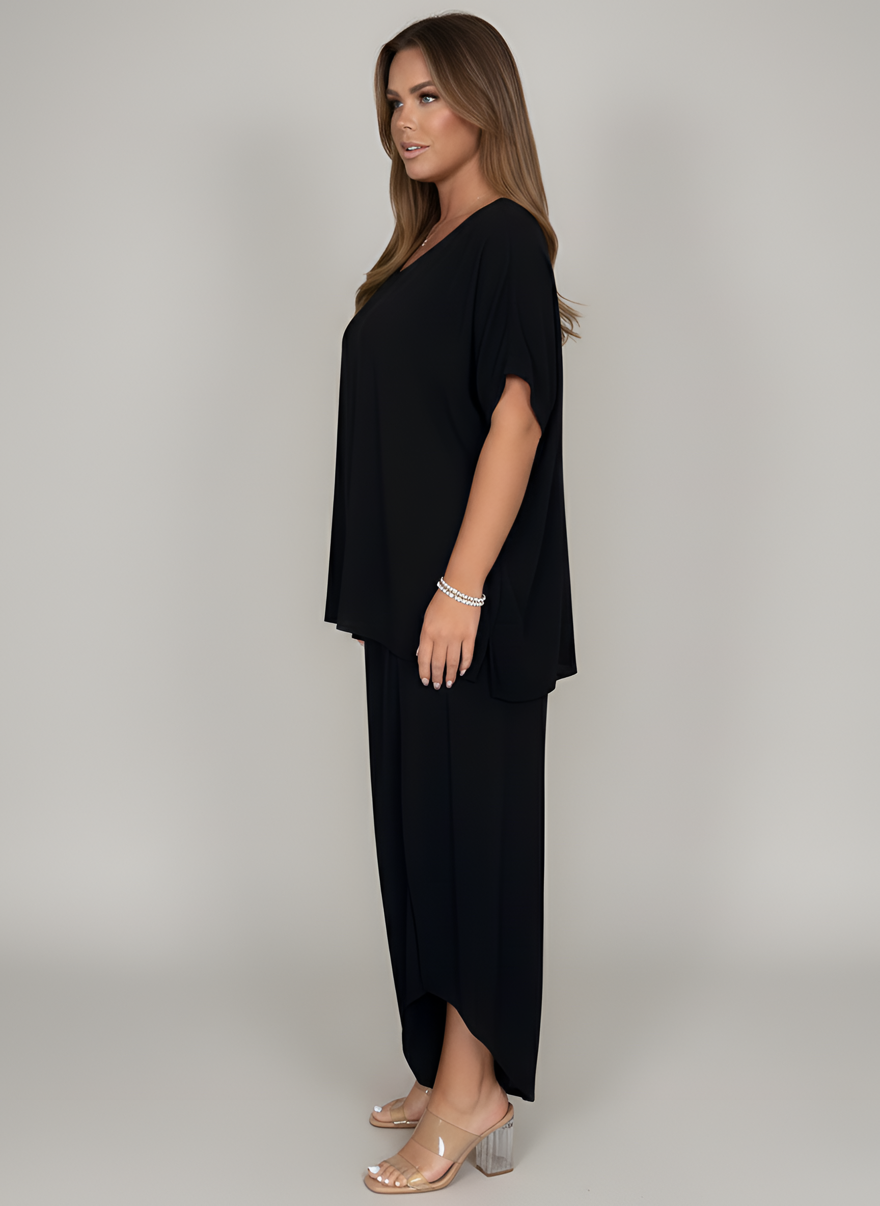 Σετ δύο τεμαχίων γυναικείο με τουνίκ και φαρδιά παντελόνια