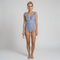 Costume Intero Donna con Volant Scollo a V Costume da Bagno Righe