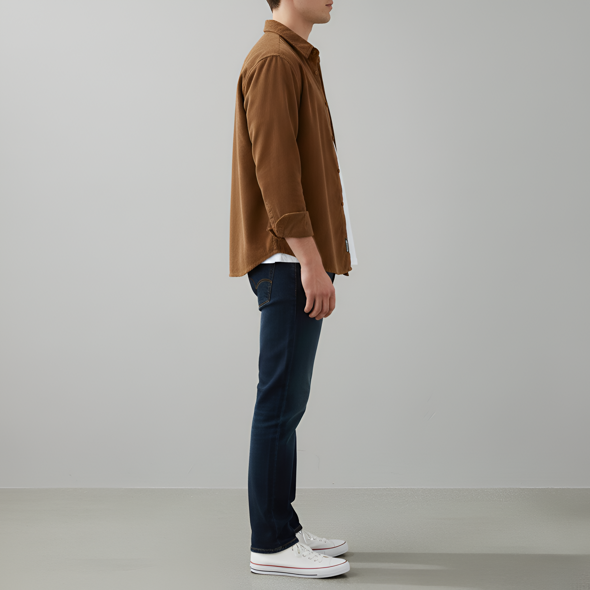 Valerios Fashion camicia uomo in velluto a coste cotone stile casual