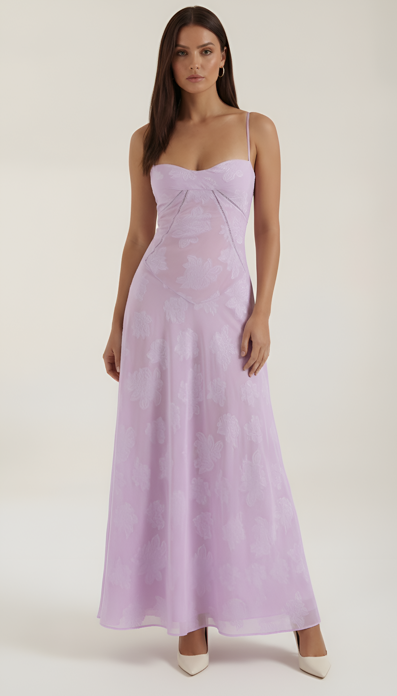 Vestido largo de mujer con tirantes finos, estampado floral, estilo elegante