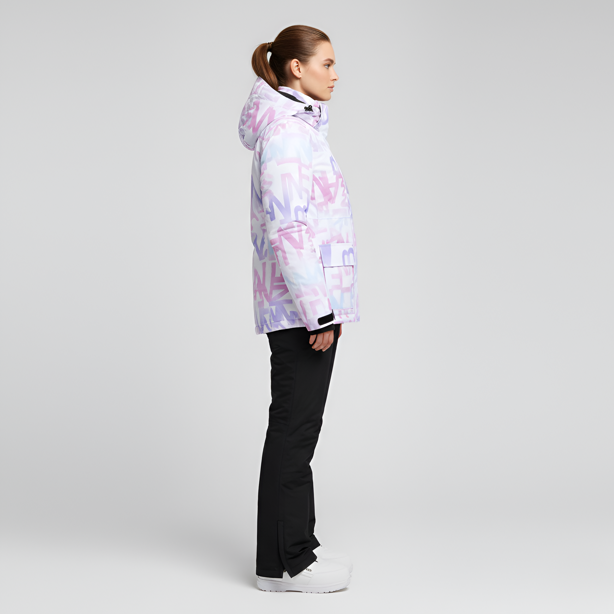 Conjunto completo para mujer chaqueta y pantalones impermeables con capucha para deportes de invierno