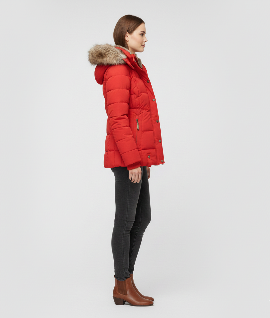 Valerios Fashion γυναικείο χειμερινό μπουφάν με κουκούλα και επένδυση